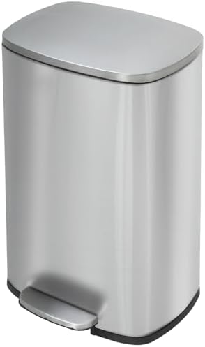 PayLessHere 13 Gallon (50L) in Home Recycling Bin Kitchen Stainless Steel Recycling Bin with Lid Removable Inner Bucket Foot Pedal Soft Close for Office Home Kitchen Garbage Can Trash Bin