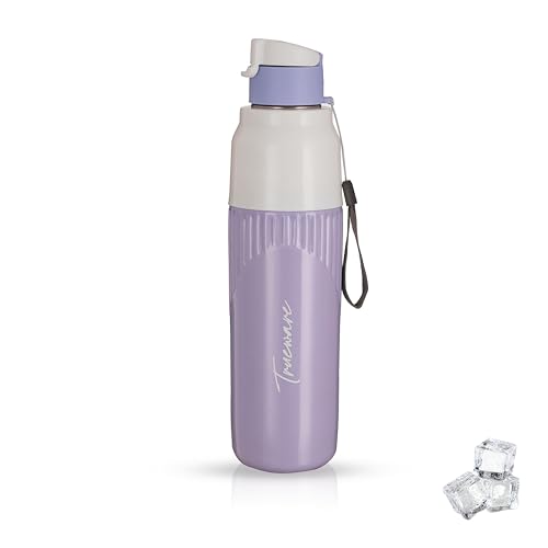Image of Trueware Aqua Snow Double Wall Inner Steel Outer Plastic 750 ML Hot and Cold Water Bottle | BPA Free | Food Grade| Leak Proof | School, Gym,Sports,Office, Travler Bottle