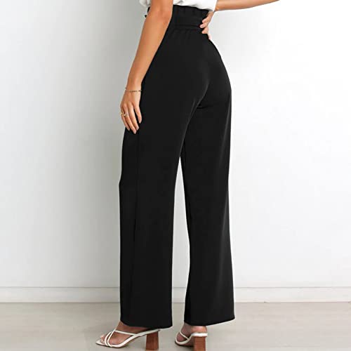 Women's Wide Leg Pants High Elastic Waisted in The Back Business Work Trousers Long Straight Suit Pants3