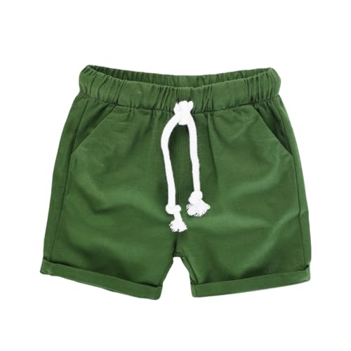 Image of HILEELANG Toddler Boy Chino Shorts Summer Cotton Stretch Drawstring School Uniform Jogger Shorts 2 Pack