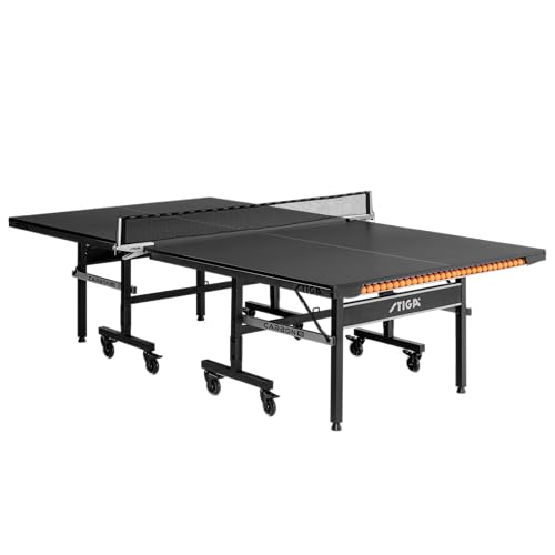 STIGA Carbon 18 Ping Pong Table – 18mm Playfield - QuickPlay Assembly - Integrated Ball Storage - Tournament-Grade Net - Playback Mode