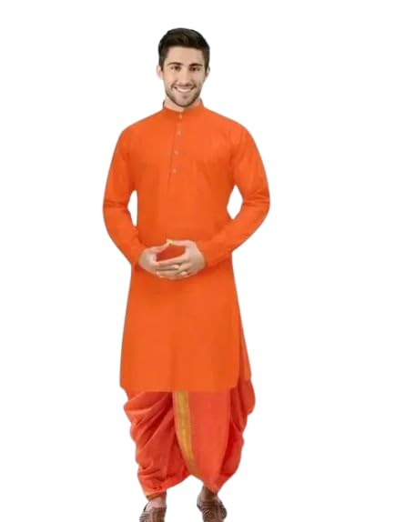 reso Premium Orange Kurta with Maharaj Dhoti Set-picture-31