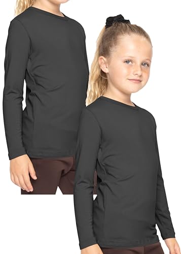Image of Shirts for Girls Long Sleeve Crew Neck Top, Hoodie or 3 /4 Sleeve Soft Stretch Kids Lightweight Size 2-16