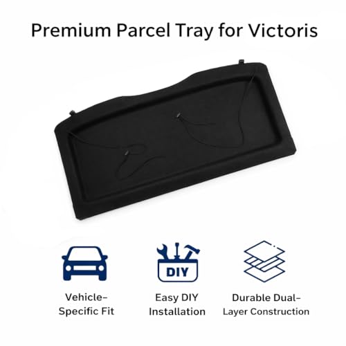 Image of Premium Parcel Tray for Victoris Rear Parcel Shelf Board with Fabric Top Surface Reinforced Molded Base Strong Load Bearing Easy DIY Installation Vehicle Specific Fit Black