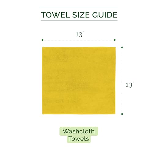 Image of Elegant Comfort 100% Turkish Cotton Corduroy Ribbed Luxury Washcloths 6 Pack Soft 13 x 13 Inch - Higly Absorbent, Durable, Quick Dry, Spa Premium Hotel Quality for Bathroom or Travel, Yellow