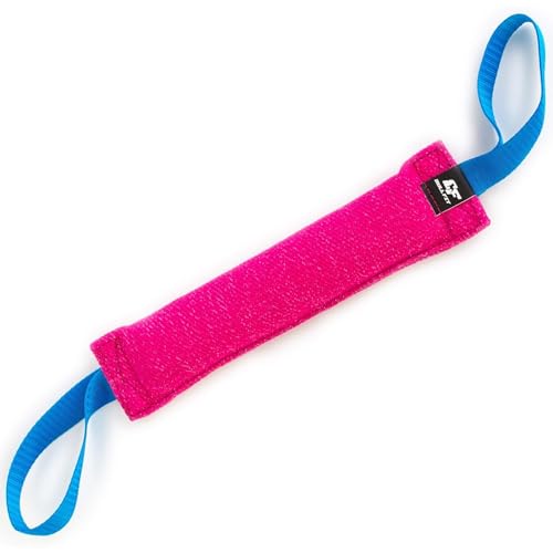 Bull Fit Beisswurst für Hunde, 30 cm, mit Zwei Schlaufen - Sehr Robustes Hundespielzeug zum Training, Tauziehen und Zerrspiele mit Hund - Aus hochwertigem Baumwolle-Nylon handgefertigt (Rosa)
