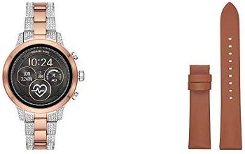 Michael Kors Access Womens Runway Touchscreen Smartwatch Stainless Steel Bracelet watch, Two tone Rose gold tone and silver, MKT5056 with Smartwatch - Runway Luggage Leather Strap
