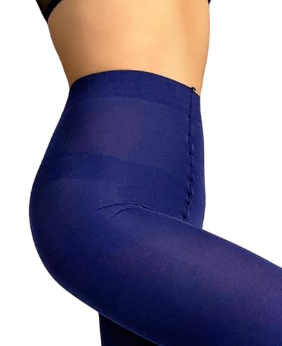 Image of Mila Marutti Opaque Royal Blue Tights for Women | Soft Microfiber Stockings Deep Blue Pantyhose - Indigo Blue, S