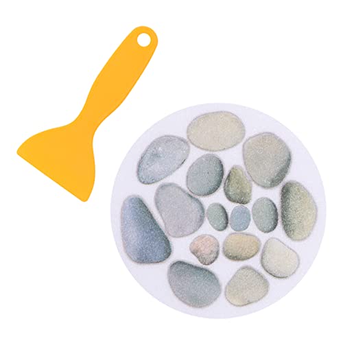 MUCKLILY 4Pcs Slip Bathtub Stickers Diameter Stone Pattern Self Adhesive Decals with Scraper Non Slip Prevention for Bathroom Kitchen Pool and Corridor Use