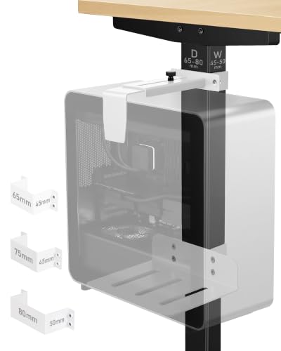 TOPSKY Under Desk PC Mount, No Drill CPU Holder, 50 lb Capacity White