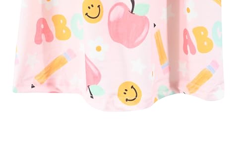 Image of Unique Baby Girls Sleeveless Denim Dress with Knot Tie and Fun Print for Toddler and Big Kids