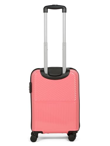 Image of Teakwood Small Size 8 Wheels Trolley Bag, Hard Cabin with Zipper Closure, Adjustable Push Button & Cross Side Strap, Number Lock System 360 Degree (Small, Pink)