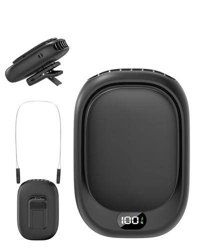 ViSSKO Taillen Clip Ventilator 2000mAh Tragbarer Klein Ventilator Waist Fan mit Clip 4 Geschwindigkeiten USB Tischventilator mit Hängeseil für Baustelle Kinderwagen Camping Büro - Schwarz