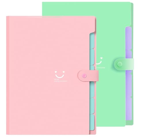 Corslet 5 Pockets Expanding File Folder/Holder for Interview, Organizer for Letters, Note, CV, Interview documents, Cards for School/College, Office (Multicolor, Pack of 2)