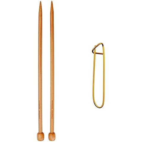 ChiaoGoo Knitting Needles Straight 13 inch (33cm) Wooden Size US 35 (19mm) Bundle with 1 Artsiga Crafts Stitch Holder 1033-35 Cover