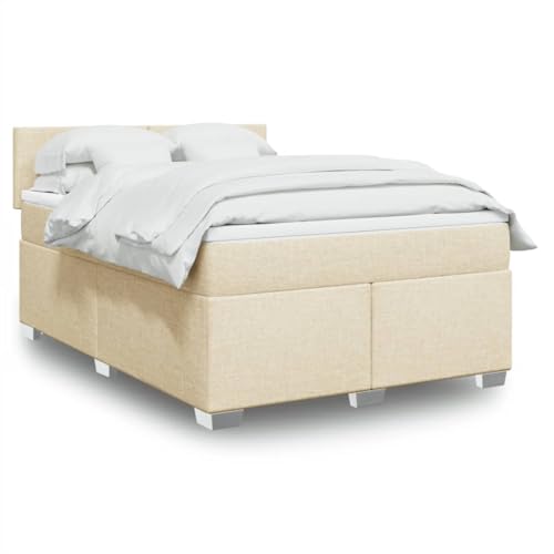 Juroupi Cama Box Spring con colchón Cama con colchon Bed Frame Estructura Cama Base Cama Tela Color Crema 140x190 cm - 3285881