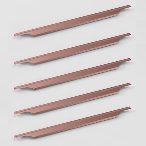 Image of Plantex Profile Handle for Kitchen Cabinet /24 Inch Aluminium Drawer Profile Handle /Wardrobe Pull Handle for Home /Office /Hotel - Pack of 5 (Rose Gold)