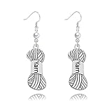 Dreuyet Yarn Knitting Pearl Earrings for Women Girls Unique Silver Sewing Knitting Themed Needles and Yarn Ball Charm Crochet Earrings for Knitter Sewing Lovers Jewelry Gift (Yarn Knitting)