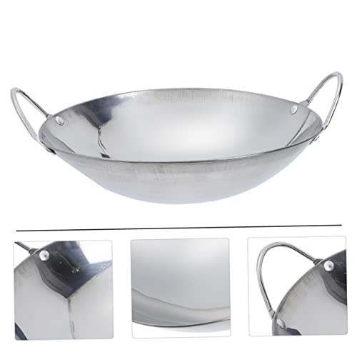 Wok de acero inoxidable con doble asa 2 piezas miniatura 3