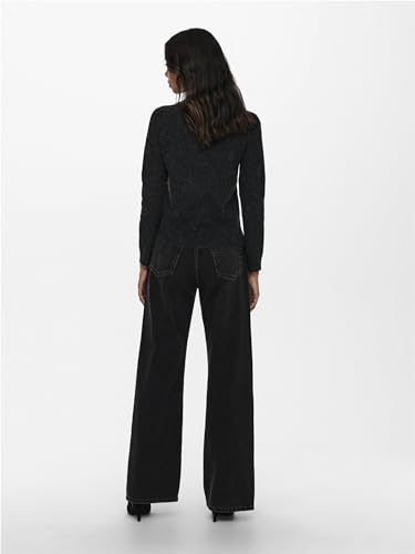 ONLY Damen Basic Strickpullover | Einfarbiger Knitted Stretch Sweater | Langarm Rundhals Shirt ONLRICA, Farben:Schwarz, Größe:36