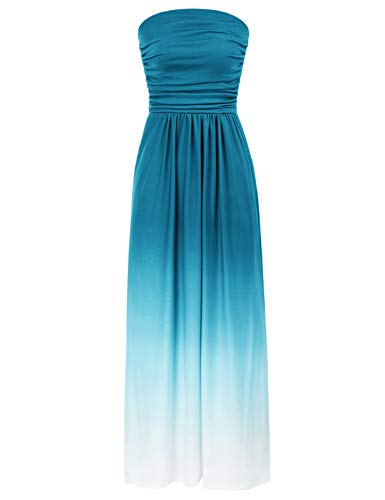 GRACE KARIN Women Strapless Casual Loose Ruched Long Maxi Dress with Pockets