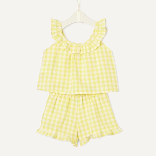Amazon Essentials Unisex Babies x Sofia Grainge Baby Girls and Toddlers Cotton Linen Set with Ruffles, Yellow Gingham, 12 Months - image 5