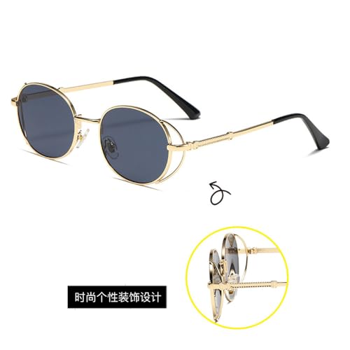 Steampunk Gold Sunglasses Women Vintage Oval Metal Frame Outdoor Shades Eyewear Men Sun Glasses3