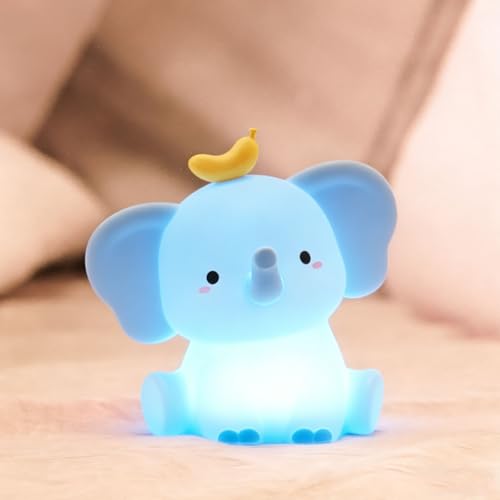 Elephant Lamp Elephant Cute Night Light Gifts Rechargeable Bedside Nightlight Dimmable Squishy Silicone Animal Touch Lamp Baby Room Decor Small Night Light for Kids Teens Boys Girls Lovers