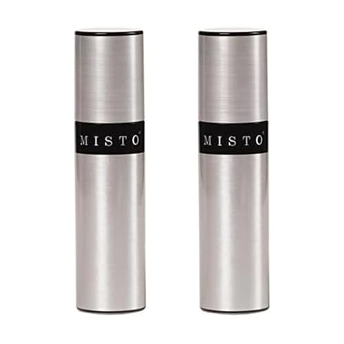 Misto Aluminum Oil Sprayer, Set of 2, Versatile Refillable Aerosol Sprayers for Olive Oil, Vinegar, Lemon Juice, Dressings, and More, Ideal for Cooking, BBQ, and Air Fryers