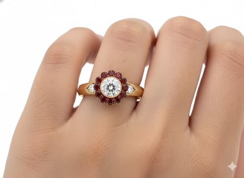 Image of Choose Your Gemstone Victorian Round Antique Engagement Ring Yellow Gold Plated Round Shape Vintage Engagement Rings Minimal Modern Design Birthday Gift Wedding Gift US Size 4 to 12