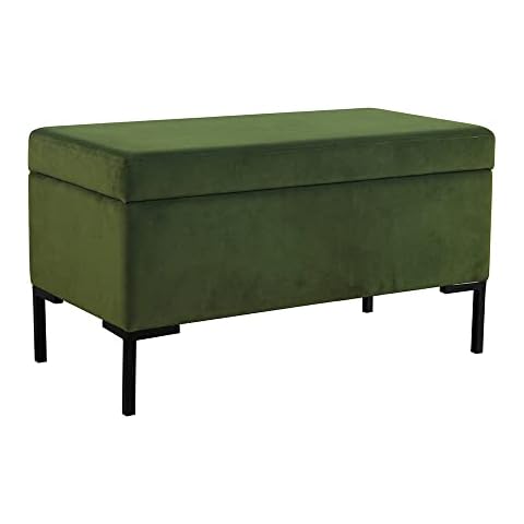 HomePop Medium Storage Bench, Wood, Green Velvet Cover