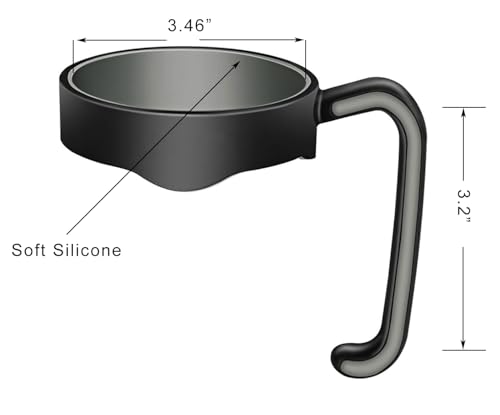 Tumbler Handle for 20 oz Yeti Rambler Cooler Cup, Rtic Mug, Sic, Ozark Trail Grip and more (20 Oz, Black)