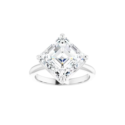 5 CT Asscher Cut Moissanie Engagement Ring East-West Style Hidden