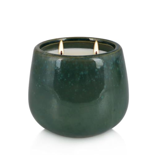 Image of 1 Pack Soy Wax Green Ceramic 2-Wick Outdoor Citronella Candles- Long Burning Scented Candle for Home Decor, Relaxation, Gifts & All Occasions