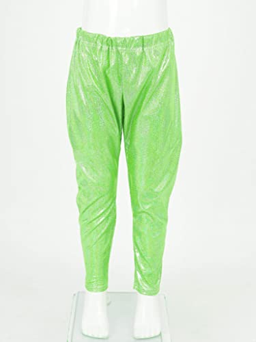 Kids Boys Girls Metallic Shiny Hip Hop Jazz Streetwear Baggy Pants Loose Fit Trousers for Stage Performance Show Fluorescent Green 2-3 Years3