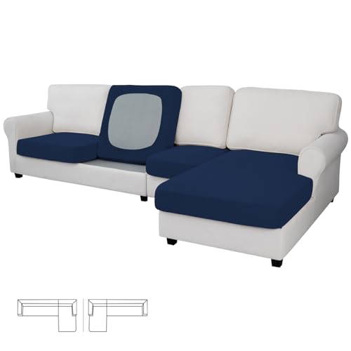 Image of Easy-Going Stretch 4 Pieces Couch Cushion Covers for Sectional Sofa L Shape