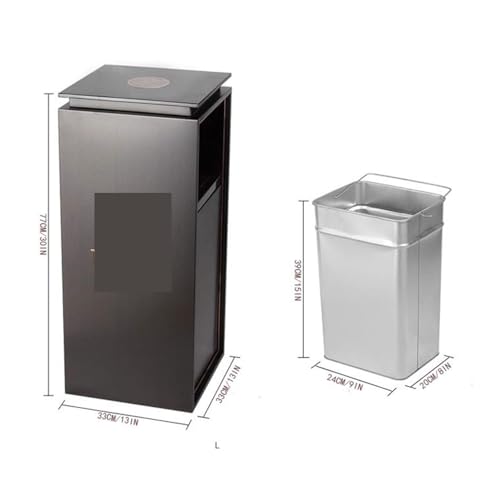 Commercial Outdoor Trash Can with Ashtray - Stainless Steel Hotel Lobby Garbage Bin for Elevator & Entrance - Durable Brown Vertical Waste Container