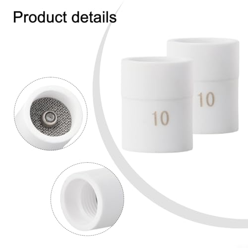 Lot de 2 buses de soudage TIG en céramique 10# 12# pour têtes de brûleur WP-17 18 26 9 20, buses de lentille à gaz résistantes à la chaleur, accessoires de soudure, blanc (2 pièces 10#) – vue 4