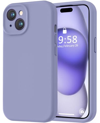 Image of LOVE 3000 Compatible with iPhone 15 Case, [Smooth Silicone Full Coverage Camera] [8ft Drop Protection], Soft Microfiber Lining Full Body Protective Case for iPhone 15 6.1 inch - Lavender Grey