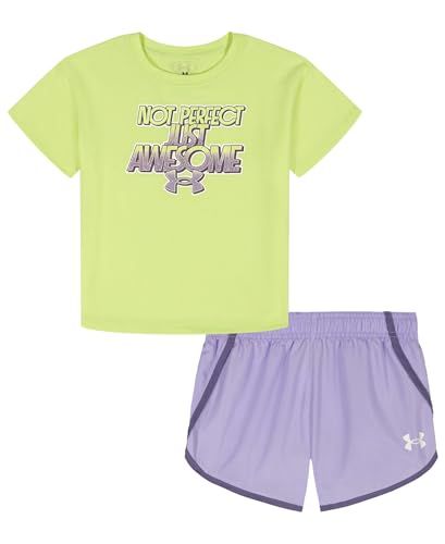 Image of Under Armour Girl's 2-piece Short Sleeve Tee and Shorts Set, Lightweight and Comfortable