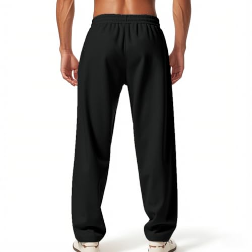 Men's Baggy Fleece Workout Sweatpants Drawstring Lounge Athletic Running Pants Casual Solid Color Trendy Trousers3
