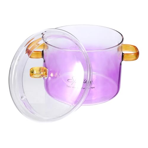 MUCKLILY Clear Glass Cooking Pot with Lid Heat Resistant Borosilicate Glass Cookware for Stovetop for Noodles Soup Ramen and Milk Compatible with Electric Stoves and Microwaves