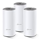 TP-Link Deco E4 Mesh WLAN Set (3er Pack), AC1200 Dual Band Router & Repeater (Reichweite bis zu 370m², ideal für große Häuser mit mehreren Geräten, 6X 100Mbit/s Ports) weiß
