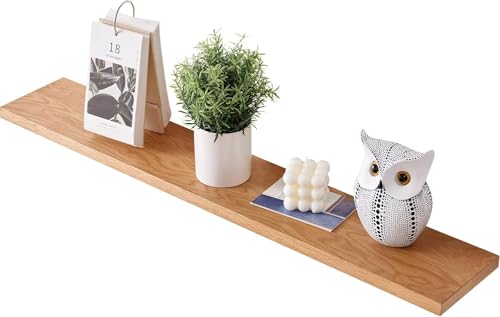 Gieanoo Schweberegal Holz 90cm Wandregal Eiche Regalbrett Eiche Wandboard Gewürzregal Regalbrett für Badezimmer Schlafzimmer Wohnzimmer Küche Office