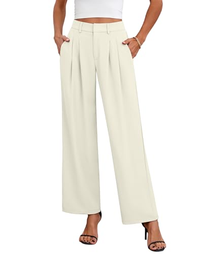 Neer Women's Wide Leg Dress Pants, High Waisted Elastic in The Back Work Trousers with Pockets Business Casual Office Slacks2