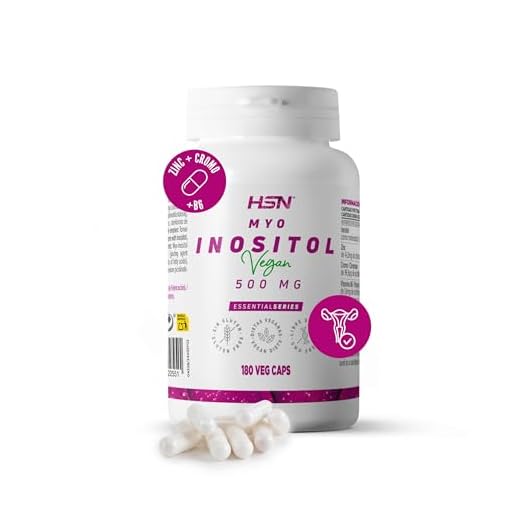 HSN Inositol (forma Myo Inositol) | 180 Cápsulas Vegetales 1500mg por Dosis Diaria de Vitamina B8 | Alto contenido de zinc, cromo y vitamina B6 | No-GMO, Vegano, Sin Gluten