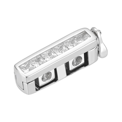 BENECREAT 925 Sterling Silver Necklace Shortener Clasp, Cubic Zirconia Shortener Enhancer Clasp with Square Silver Polishing Cloth for Bracelet Shortener Clasp Jewelry Buckles Charm Pin