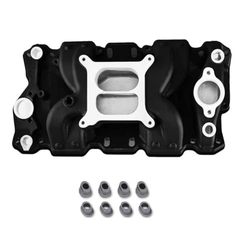 7501 2026 Intake Manifold Vortec Air-gap Aluminum Dual Plane SBC Compatible with Chevy Small Block 262 265 267 283 302 305 307 327 350 400 1955-1986 V8 Engine 22026 82026 52026 (Black)