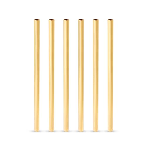 Viski Stainless Steel Straws with Gold Finish, Reusable Short Metal Straw Perfect for Lowball Glass Cocktails, Whiskey Drinks, Home Bar Accessories, 5 Inch, Set of 6
