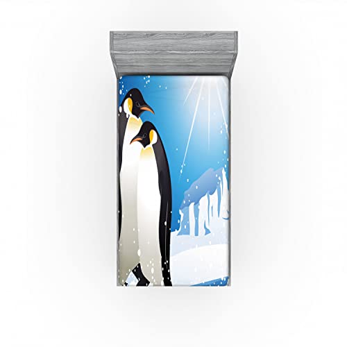 Ambesonne Winter 2 Pack Fitted Sheet, Snowy Frozen Season, Bed Cover All-Round Elastic Deep Pockets 2 Pieces, Package Contains 2 Twin XL Size Fitted Sheets, Sky Blue Grey